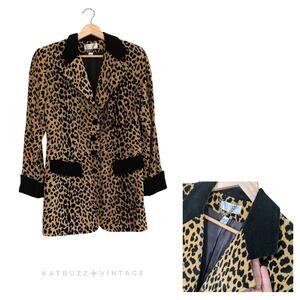 Vintage Lew Magram Blazer Jacket 8 Animal Print 90s Fran Nanny Cheetah Leopard